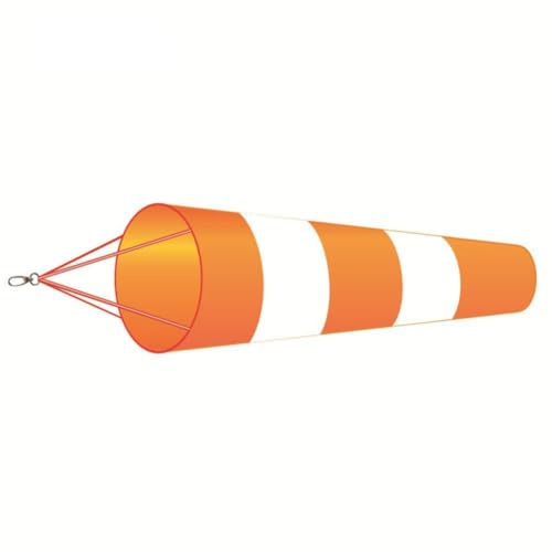 MeevrgR Windsack für Flughafen Orange und Weiß aus wasserdichtem Oxford-Tuch mit reflektierenden Streifen zur Windrichtungsmessung, 60 cm