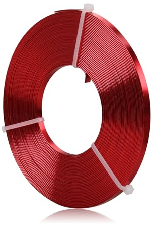 Alambre plano de aluminio de 10 m, 5 x 1 mm, alambre plano de aluminio suave y flexible para manualidades, fabricación de joyas, modelado, agarrar piedras y proyectos de bricolaje (rojo)