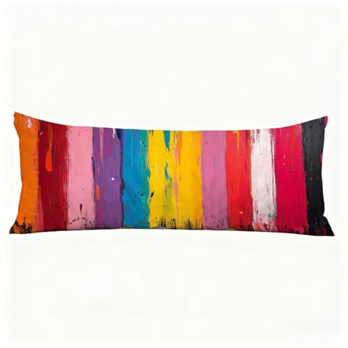 Taie Oreiller Bande Oreiller de Corps Aquarelle Taie de Traversin 145 x 40 cm (Lot de 1) Coussin pour Dormeur Latéral,Impression Recto Verso Velour Taies D'oreillers pour Salon Lit Coussin Long H0-734