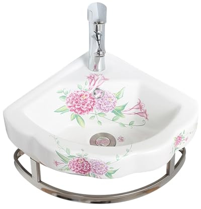 UMJIGF Bathroom Sink Corner, Small Bathroom Corner Washbasin, Triangular Wash Basin with Towel Rack,32cm