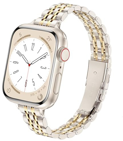 wipalor Slim Stainless Steel Strap Compatible with Apple Watch Straps Women 38mm 40mm 41mm 46mm 45mm 44mm 42mm 49mm, Metal iWatch Strap, Ladies Band for Apple Watch Series 11 10 9 8 7 6 5 4 3 2 1 SE