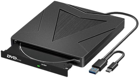 Bosiyrggrl Portable External CD/DVD Burner Writer Recorder USB 3.0+ /-RW Drive Slim DVD/CD-ROM for Laptop Desktop PC