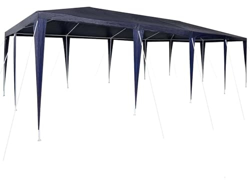 WGYHOME Tenda da festa blu, 800 x 400 x 266 cm, in polietilene e acciaio, pieghevole, resistente alle intemperie, ideale per feste in giardino, matrimoni e terrazze