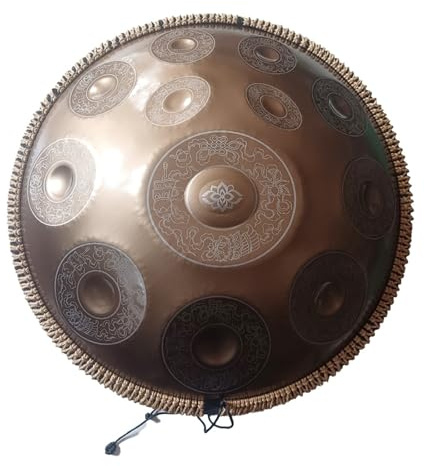 handpan, 440/432 Hz 14/12/10/9 Noten 22 Zoll Carve Golden Handpan Drum D-Moll,for Professional Performance(12notes-440hz)