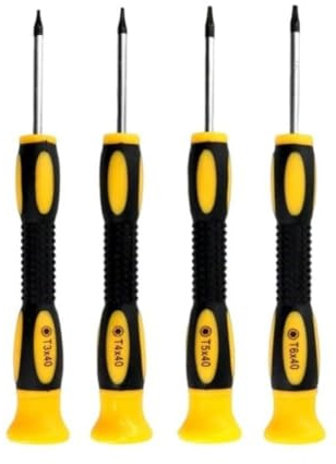 Lot de 4 tournevis Torx T3 T4 T5 T6 pour Xbox 360 PS3 PS4 Jaune/noir/argenté