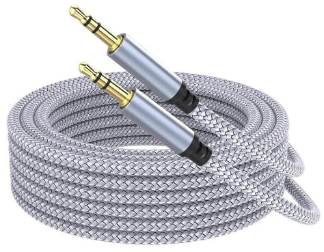 Liravonte 3.5mm Aux Cable, Auxiliary Audio Cable, 3.5mm to 3.5mm Audio Cable, Nylon Braided Stereo Mini Jack Male to Male Headphone Cord Auxiliary Aux Audio Cable (1, sliver)