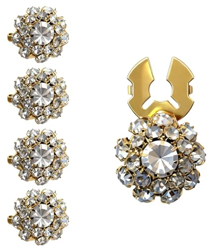 5PCS Boutons en Strass Détachables, Cache Bouton Chemise Femme DéCoratif, Boutons Mercerie Brillants Pour Costume Chemise et Diy, Accessoire Bouton Doree A Coudre Style éLéGant