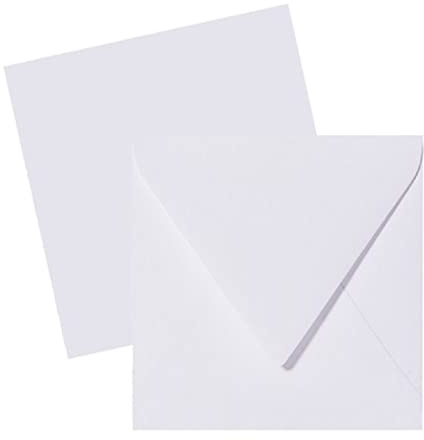 Paper24 Paper24 50 Briefumschläge Quadratisch 150x150 mm, Umschläge 15x15 cm mit 120 g/m² und Dreieckslasche, feuchtklebend, Briefumschläge 15x15 Weiß