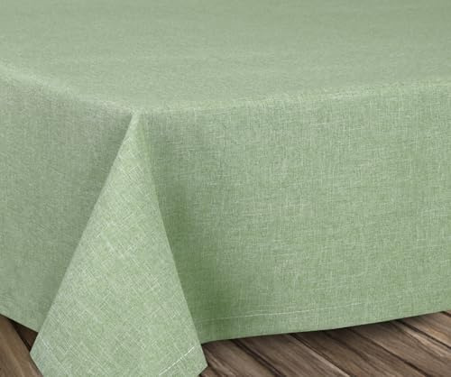 BEAUTEX Tischdecke Leinenoptik eckig 110x180 Hellgrün abwaschbar | fleckenabweisend, bügelfrei, pflegeleicht, Lotuseffekt, viele Größen & Farben, für Küche, Esszimmer, Balkon & Garten