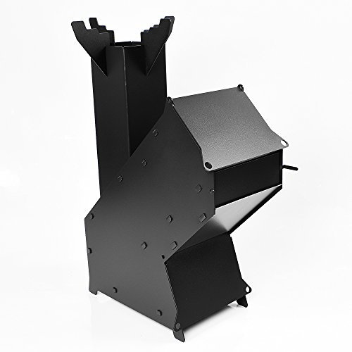 Volcann Heavy Duty Portable Rocket Wood Stove - Burning Cooker with Fuel Chamber of Steel for Outdoor Camping, Cooking, Picnic, BBQ, Hunting, Fishing - British Steel