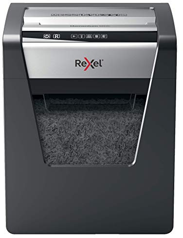 Rexel Aktenvernichter Momentum M510 CH, Sicherheitsstufe P5, Mikroschnitt, 10 Blatt Kapazität, 23L Abfallbehälter, mit Schweizer Netzstecker, Schwarz, 2104575CH