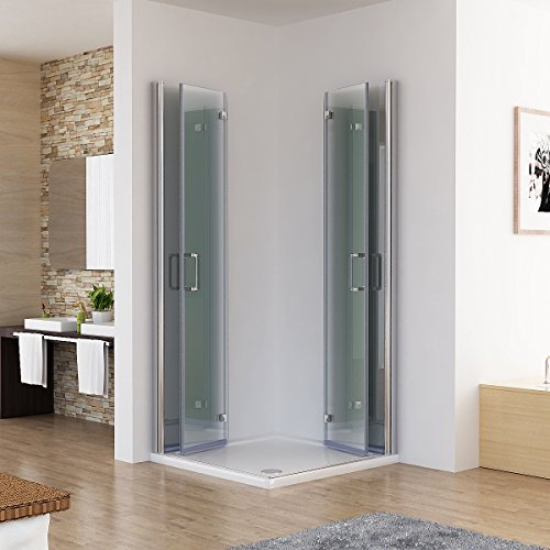 Duschkabine 80x75 Eckig Dusche Falttür 180º Duschwand Duschabtrennung NANO Glas 185cm DA