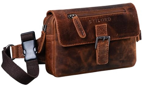 STILORD Ian Gürteltasche Leder Herren Damen Vintage Hüfttasche Leder Große Bauchtasche für Sport Reisen Festival 8,4 Zoll Tablets Echtleder Farbe:Zamora - braun