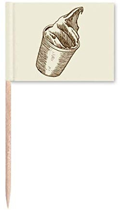 Marrones de la mano de la taza de boceto de helado de la bandera de palillo de dientes de la decoración de la fiesta