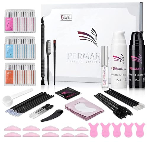 PERMANIA Lash Lift with Black Color Kit, Quick Eyelash & Brow Lamination 15 Mins Coloring Natural Black Result in Lash Enhancers & Primers