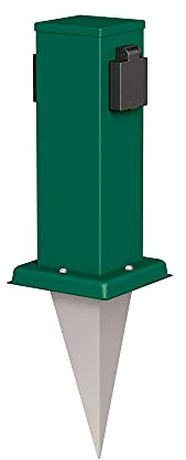 ledscom.de Colonne de Prises de Jardin Polly avec Piquet de Terre pour l'extérieur, IP44, 2-Fois, Vert, carré, 27cm