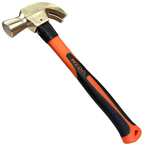WEDO Marteau Mecanicien Arrache-clou non étincelles, Marteau de Sécurité sans étincelles Marteaux, Bronze Aluminium, Norme DIN, Certificat BAM et FM, 450 g x 300 mm