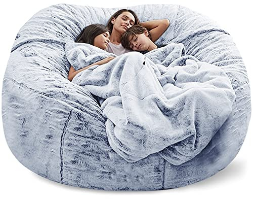 WXQY Bean Bag Cover Round Expandable Grey/Blue/Pink Adult Giant XXL Fur Pouffe Cover Without Filling Armchairs Pear Cover Easy to Disassemble and Washable (Color : S, Size : 180 x 90cm)