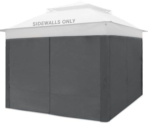 COOS BAY Gazebo Replacement Sidewall 4-Side Privacy Side Wall Curtain Set for 10’ x 10’ Gazebo Tent, Gray (4 Sidewalls Only, Frame and Top NOT Included)