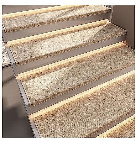zklaseot Treppenstufen Matten, 5 Stück Treppenstufen rutschfest Stufenteppich Matten Treppenteppich Pads Stufentreppe Bodenmatte Innentreppe Schutzpolster(Farbe:Weiß,Größe:30X80CM)