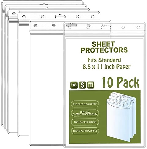 Bird Fiy Sheet Protectors 10 Pack 8.5 x 11 Waterproof Resealable Zip Wall Sign Holder Page Protectors Clear Photo Plastic Sleeves for Documents, Photos, and Wall Sign Display