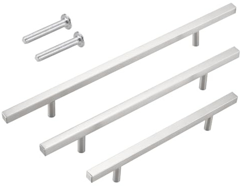 Stahlia Möbelgriffe Edelstahl 192 mm Bohrlochabstand Schrankgriffe silber (10 Stück) Küchengriffe 10x10mm Schubladengriffe Handgriff Relinggriff Stangengriff