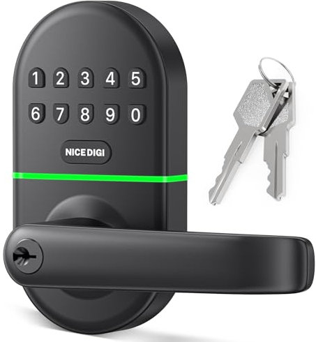 NICE DIGI Smart Keypad Door Lock with Handle: Keyless Entry for Front Door - Electronic Digital Lock - Easy Installation (Z1A)