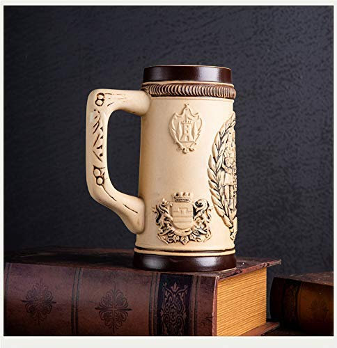 PacuM Jarra de Piedra de Cerveza Alemana, Piedra en Relieve, Jarra para Beber, Regalos Hechos a Mano, Estatua de Escultura de Jarra de Cerveza para Oficina en casa G 15x18cm (6x7 Pulgadas) Regalo
