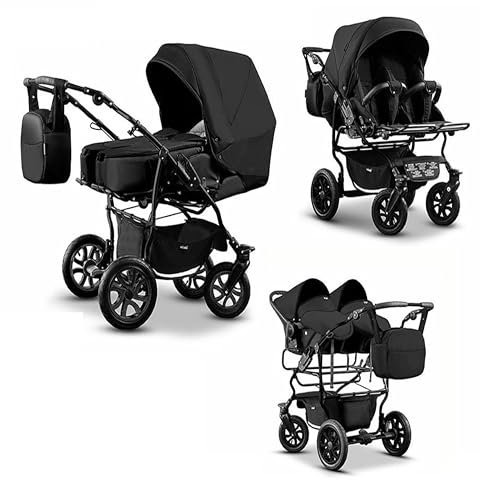 Zwillingskinderwagen 3 in 1 City Twin inkl. Autositze - 15 Teile - in 19 Farben
