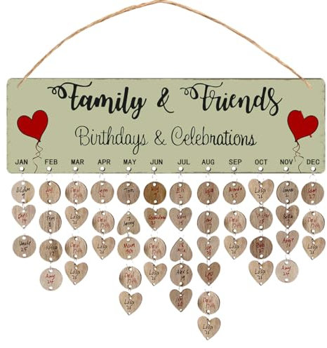 DIKACA Hölzernes Hängebrett Familie Freunde Geburtstagskalender Kalender Aus Holz Holzhandwerkskalender Wohnkultur Hausdekorationen Für Zu Hause Dekoration Holzschild Haushalt Bambus