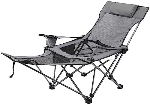 CRBUDY Campingstuhl, klappbar, Liegestuhl, Camping, Klappstuhl, Strand, Sonne, Terrasse, Chaiselongue, Pool, Rasenliege, Klappstuhl (Farbe: Grau) (Grau)