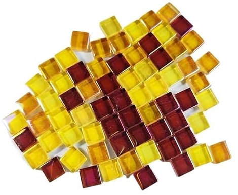 Tesselles Mosaique 100 pièces (100g/3.52oz) carreaux de mosaïque en verre émaillé brillant 4mm/0,16 pouces d'épaisseur 1cm/0,39 pouces, carreaux artisanaux carrés, matériaux de fabrication de mosaïque