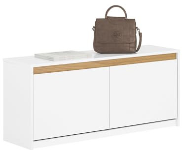 SoBuy Schuhkipper Schuhbank mit Sitzfläche Dielenbank Schuhtruhe Sitzbank mit Stauraum Sitzkommode Schuhregal schmal Weiß BHT ca. 104x47x30cm FSR171-W