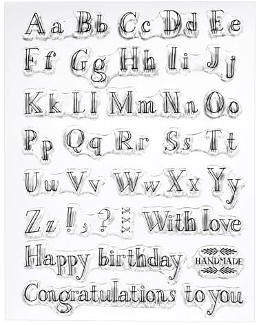 PATIKIL Transparent Silicone Stamps, 1 Pcs T1415 Uppercase and Lowercase Letters Clear Stamps for Card Making Decoration DIY Scrapbooking Embossing Album Decor Craft, Clear