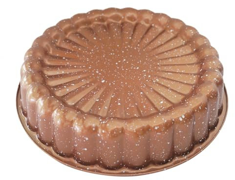 Heluok Stampo per torta Charlotte da 25,4 cm, a forma di fiore, teglia antiaderente Charlotte, teglia rotonda riutilizzabile per torte, piccola teglia in acciaio al carbonio, adatta al forno, color
