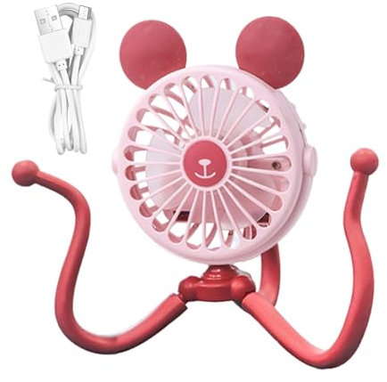 Ventilador de pulpo para cochecito, diseño de pulpo, trípode flexible con clip, ventilador silencioso portátil para carrito eléctrico, ventilador silencioso para camping, ventilador de refrigeración