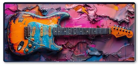 Gaming Mauspad Gitarre Mauspad XXL 800 x 300 x 3 mm XXL Mousepad Abstrakt Mauspad Gaming Zubehör mit Anti Rutsch Basis Mouse Pad Wasserdicht und Langlebig für Maus und Tastatur, Home Decor, Geschenk