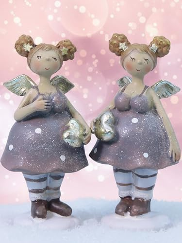 Pommerntraum ® | 2-er Set Dekofiguren Molly-Engel Weihnachtsengel Schutzengel Glücksengelchen Engel Rubensengel Rubensfiguren (2)