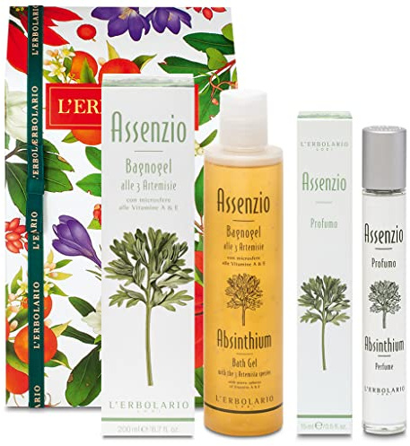 Erbolario - Confezione Regalo ASSENZIO DUO in Scatola originale decorata - 1 Bagnoschiuma 200 ml + 1 Profumo da 15 ml