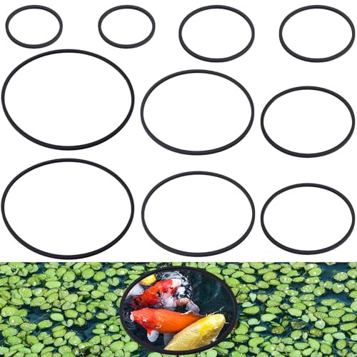 PAGOW 10pcs Fish Feeding Rings Set, Floating Aquarium Plant Corral, Round Fish Feeder Rings for Fish Tank, Floating Plant Ring, Fish Tank Aquarium Accessories for Betta (Black)