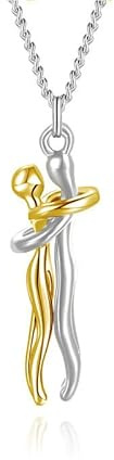 Fajewellery Umarmung Paar Anhänger Halskette 925 Sterling Silber Umarmungs Halskette Geschenke zum Jahrestag Für Sie und Ihn Damen Herren (Gold)