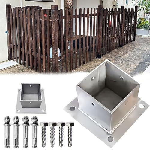 Genérico Soporte de Poste de Base Resistente para barandilla de Cubierta de pabellón, Soporte de Poste de Cerca de Ancho Interior de 8 x 8, 6 x 6, 4 x 4 Pulgadas, 2 x 2 Pulgadas, Abrazadera de Column