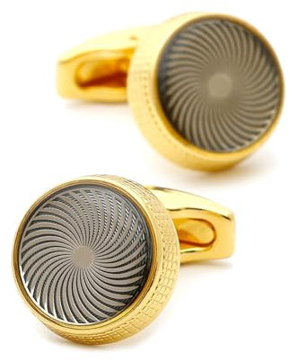 Cufflinks Set Manschettenknöpfe Herren Gold Vergoldet Rundes Blumenmuster 26X17cm für Herren Père Fils Valentinstag Unternehmen Fête Des Pères