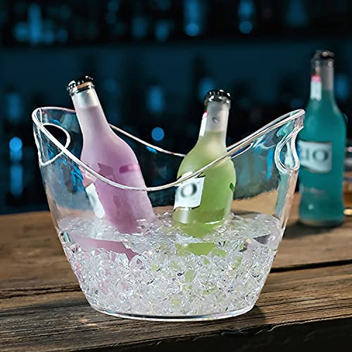 ZJFHEYUO Eiskübel, 5-Liter-Eiskübel mit großem Fassungsvermögen für Partys, handelsüblicher Champagner-Eiswürfelkübel aus durchsichtigem Kunststoff, Bierkübel für Getränke und Pa