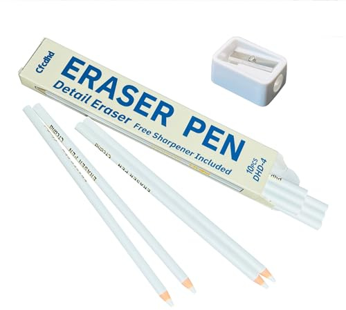Precision Eraser Pen 10-Pack, Pencil Style Art Eraser for Sketching Drawing Detailing Drafting, Smudge-Free Clean Erasing for Artists Students School Office Supplies