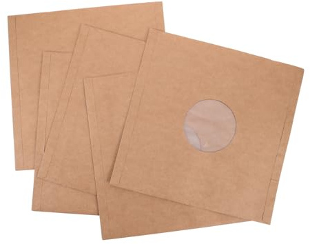 Mikinona 5 Pezzi Custodie per Dischi in Vinile 12 Pollici in Carta Kraft | Film Centrale, Coperture Protettive Riutilizzabili, Uso per Raccolta Domestica