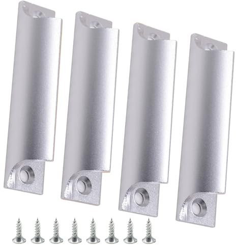 Joytey 4 Packs Drawer Pulls Cabinet Pulls Finger Edge Pulls Sliding Door Handles Furniture Handle with Screws Window Pull Kitchen Hardware Cupboard Wardrobe Dresser Knobs Handle Pull for Bathroom