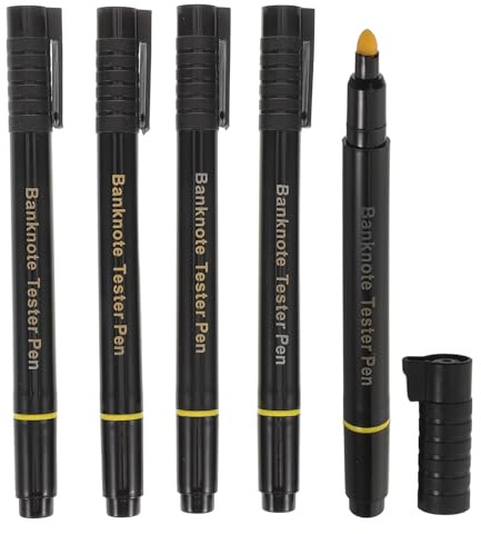 TEHAUX 5pcs Currency Marker Pen Portable Dual Tip Money Detector Writing Tool for Accurate Banknote Checking for Quick Currency in Wallets Pockets