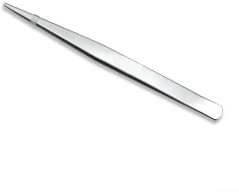 Pinzette fatte a mano di grado industriale, pinzette a punta fine, strumento a gomito a testa dritta, per artigianato, elettronica, saldatura, lavori sperimentali (testa dritta da 10 cm)