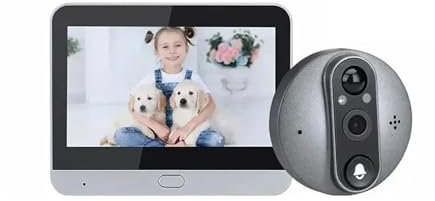 VEKELETE Tuya Peephole Doorbell Camera 2/3MP Security Smart Home 4.3 IPS Screen Night PIR Wifi Phone Digital Door Bell For Home(Add 128GB card,Support A)